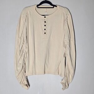 Free People Movement Flow State Layer Top Womens Small Cream Boxy Slouchy Yoga